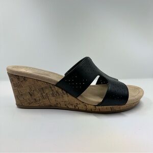 St. John’s Bay Platform Wedge Sandals | Memory Foam Cork Black Women’s Size 10